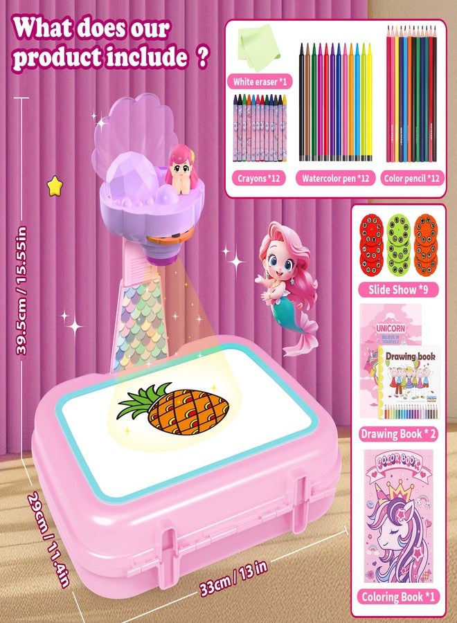 Hoarosall Drawing Projector for Kids, Arts and Crafts,Drawing Board Tracing Pad, Color Pens, Pencils, Crayons, Scrapbook, Ideal Toy for 3+ Year Old Girls (Mermaid Kit with Box) - Image 4